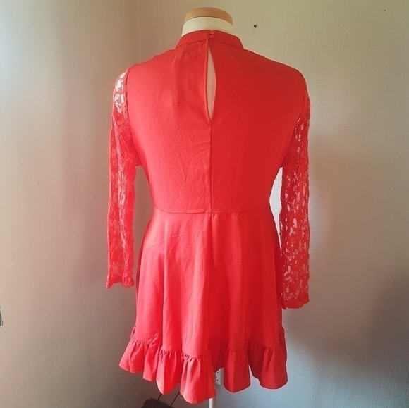 ASOS Lace and Ruffle High Neck Long Sleeved Dress - Picture 6 of 15